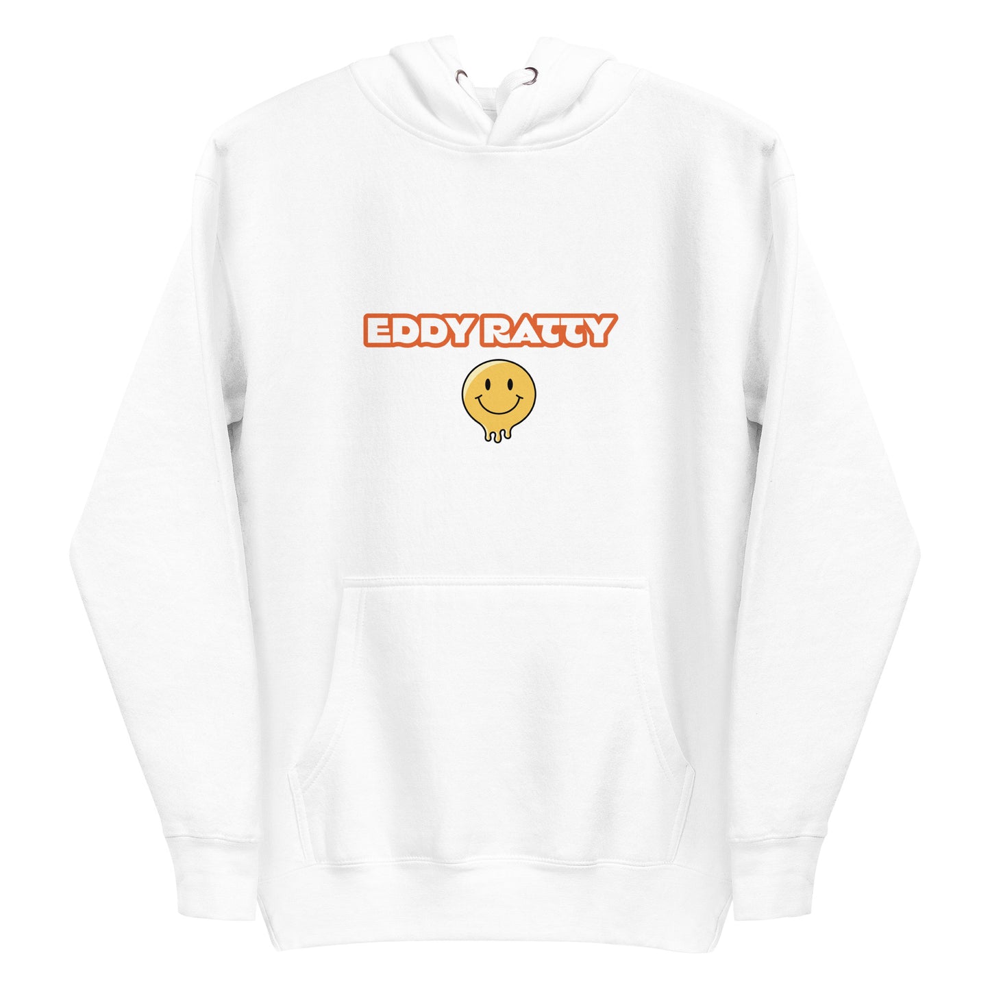 “Eddy Ratty unisex hoodie front view – white”