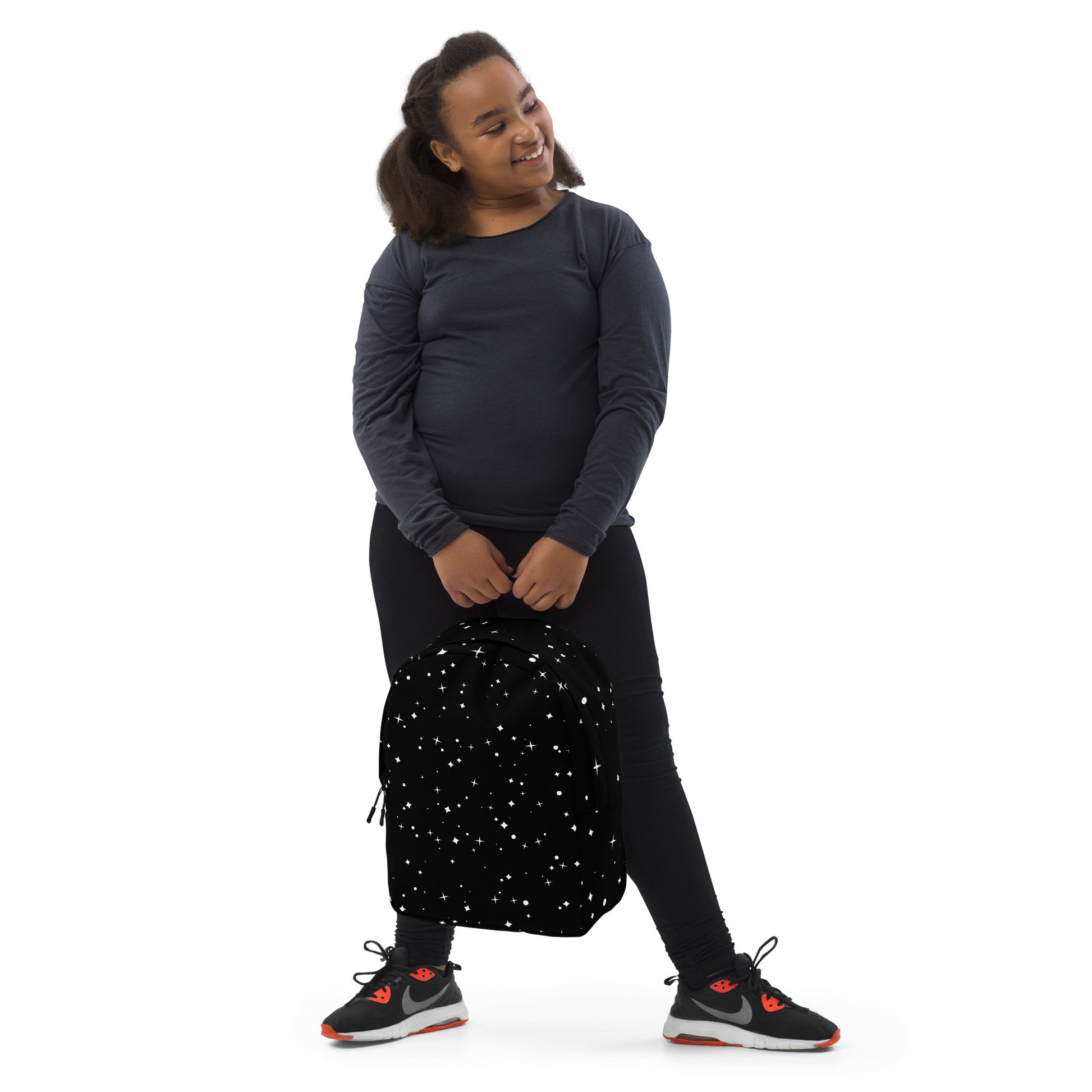 “Black water-resistant backpack with laptop pocket by Eddy Ratty”