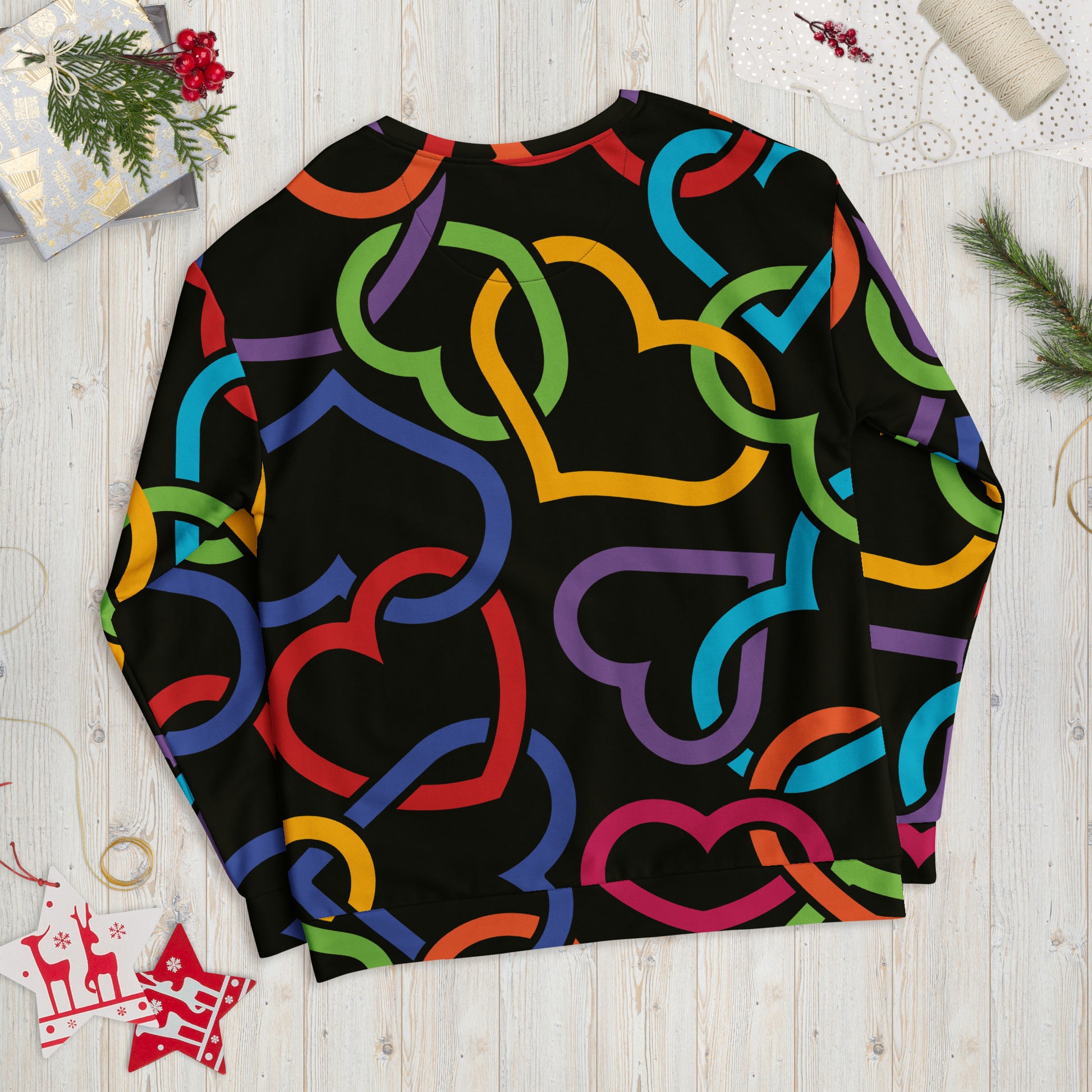 “Eddy Ratty unisex all-over print sweatshirt — front view, Afrobeat style”