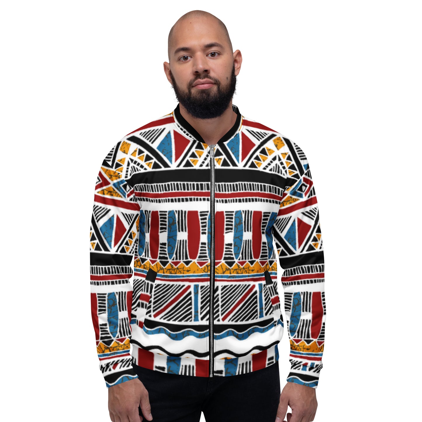 “Eddy Ratty embroidered bomber jacket front view”