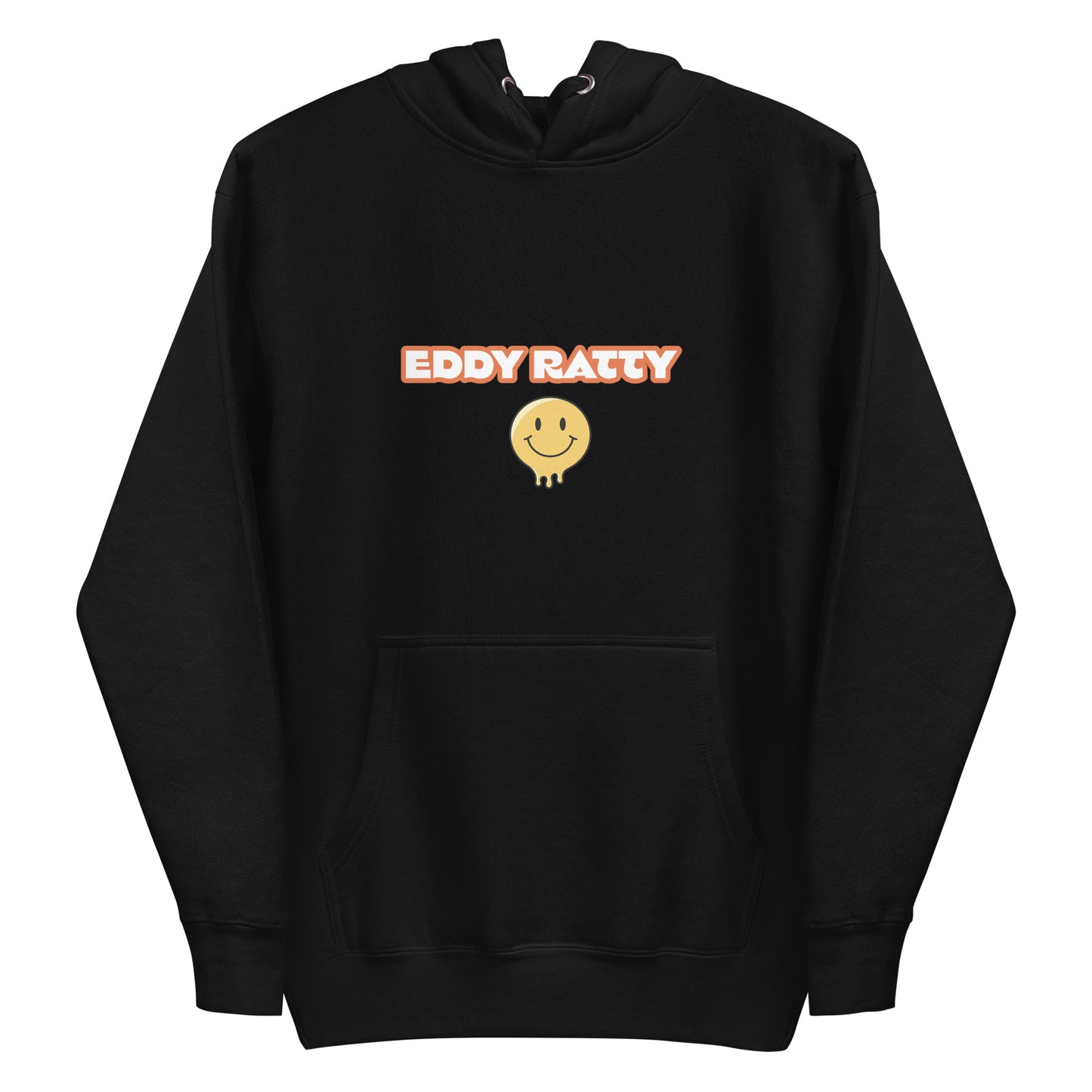 “Eddy Ratty unisex hoodie front view – black”