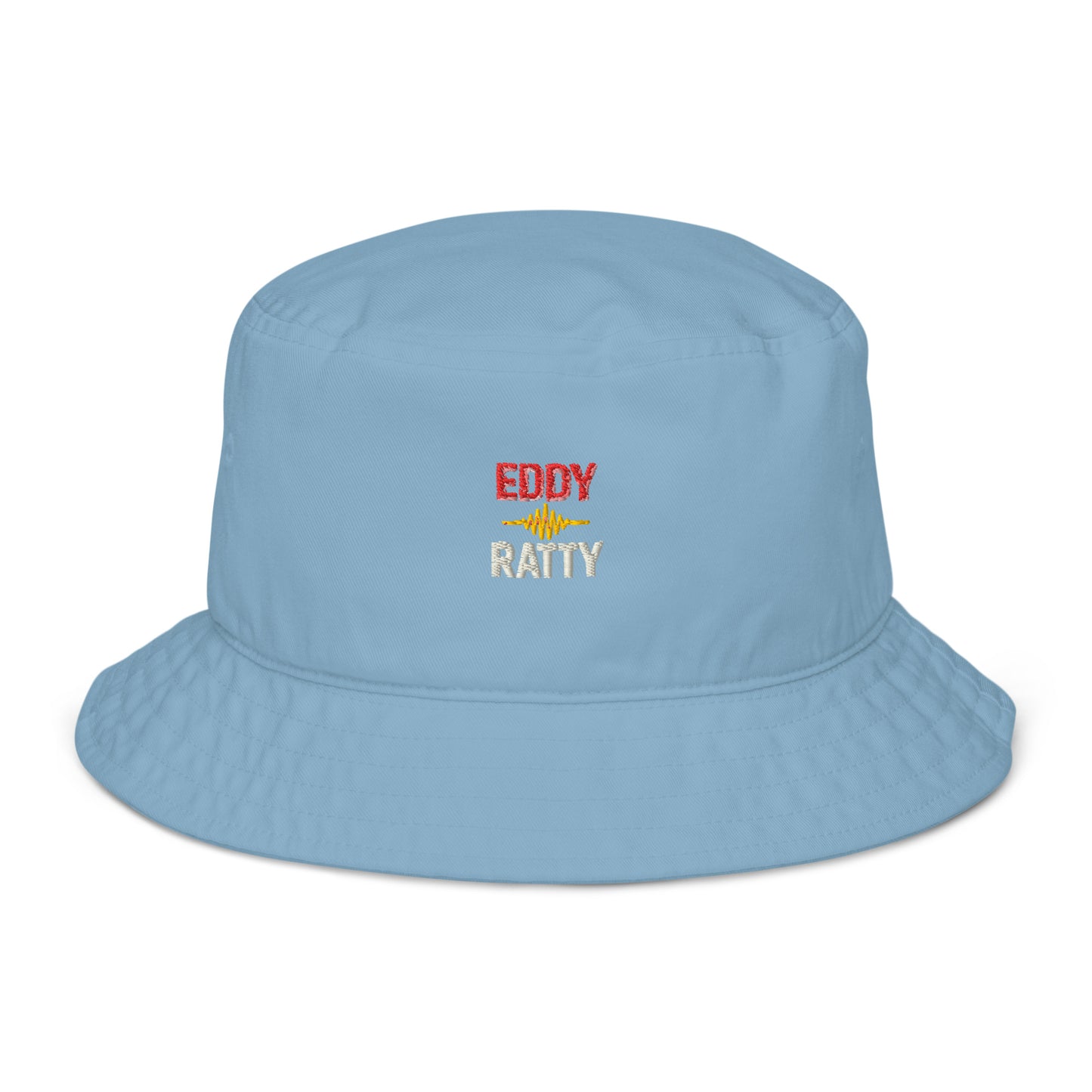 Eddy Ratty embroidered organic bucket hat front view