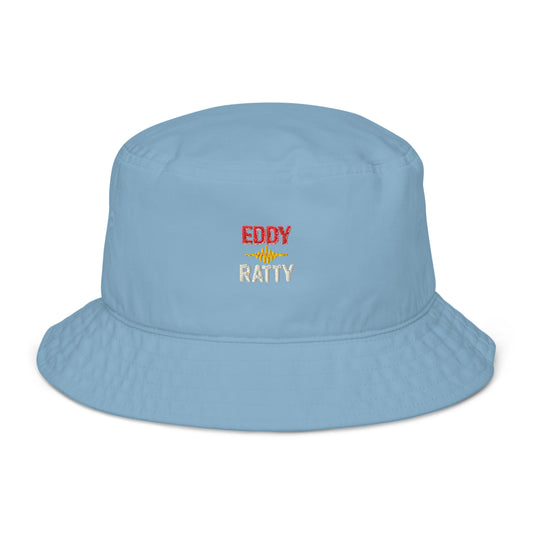 Eddy Ratty embroidered organic bucket hat front view