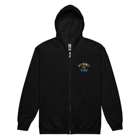 “Eddy Ratty heavyweight zip hoodie front view – black”