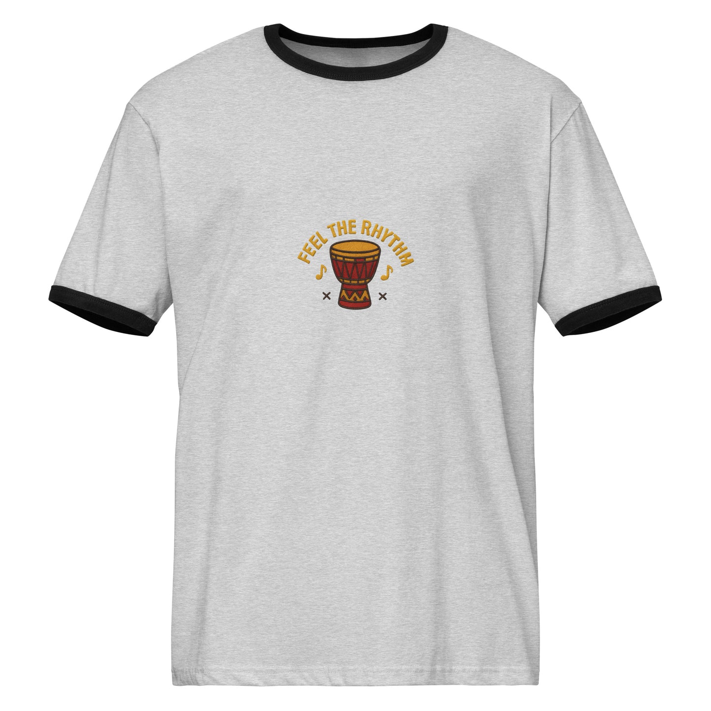 “Eddy Ratty unisex ringer T-shirt front view – contrast collar black/white”