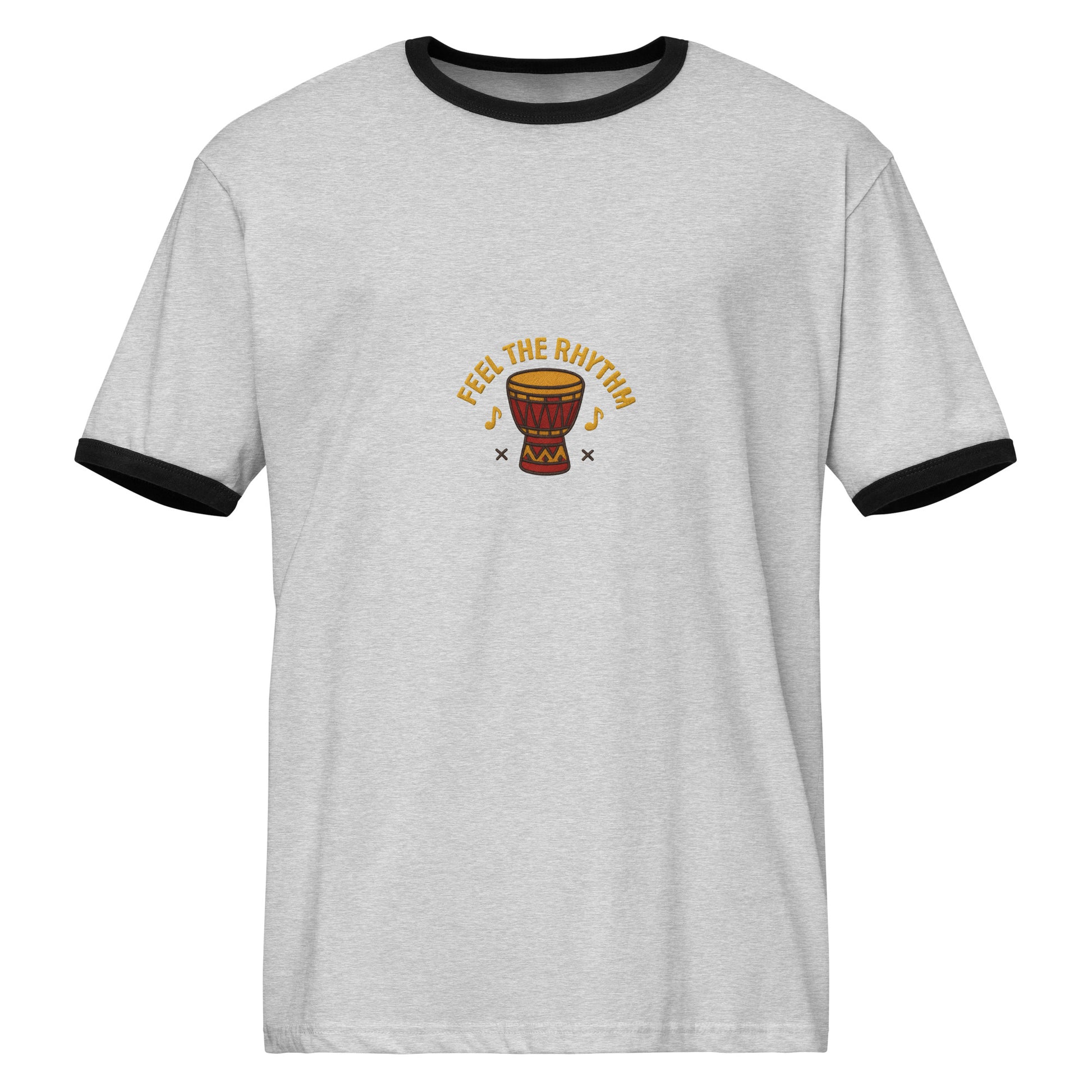 “Eddy Ratty unisex ringer T-shirt front view – contrast collar black/white”