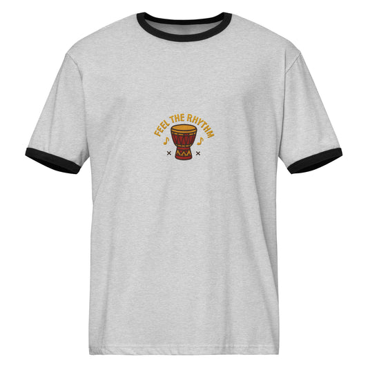 “Eddy Ratty unisex ringer T-shirt front view – contrast collar black/white”