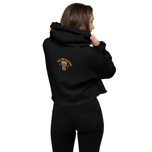 “Eddy Ratty Crop Hoodie front view black”