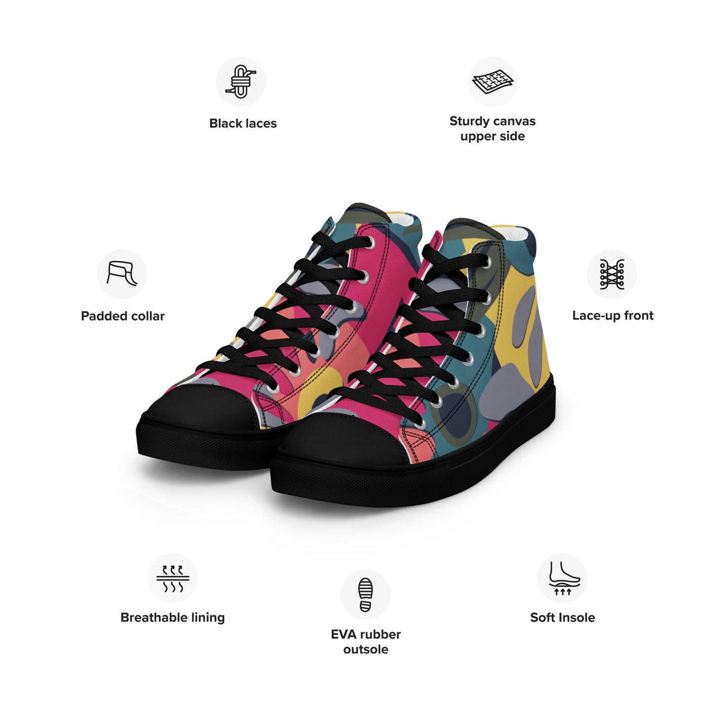 “Eddy Ratty high-top canvas shoes colour Black — Afrobeat culture design”